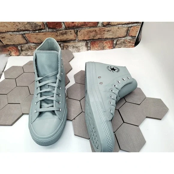 Converse Chuck CTAS Hi Leather Mountain Teal Mint Monochromatic Mens Sz 13 - Picture 15 of 16